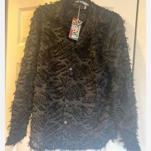 NWT Whatlees Button Down Long Sleeve Pattern Top Size Small